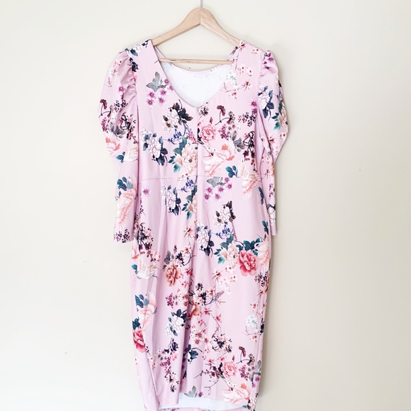 ASOS Floral Print Midi Dress with Puff Sleeves - Picture 4 of 16
